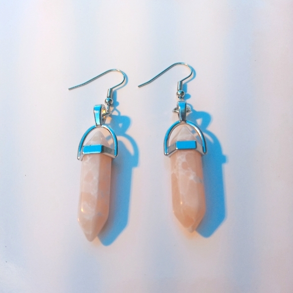 Rose quartz chakra Point earrings - Picture 1 of 3